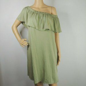 Standard People's Project Jersey Pockets Dress Sz L Off Shoulder Sage Green